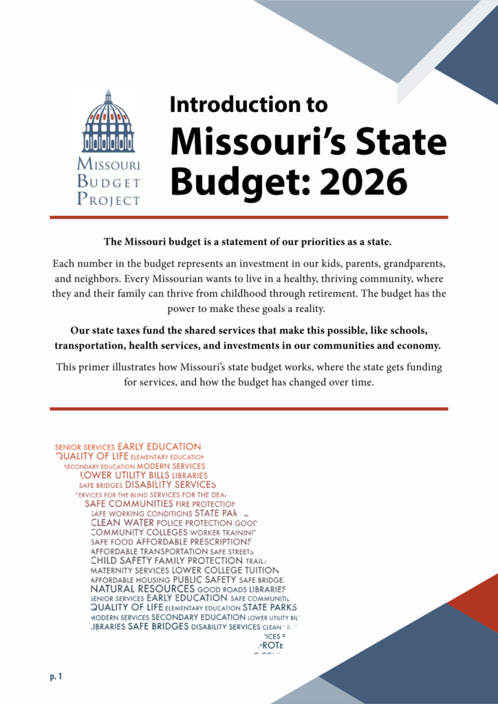Image of page from Introduction to Missouri budget 2026. A PDF of the entire report is also available. 